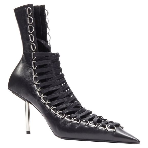 Balenciaga Demna Runway Corset 80 black leather silver metal lace up bootie - Picture 1 of 6